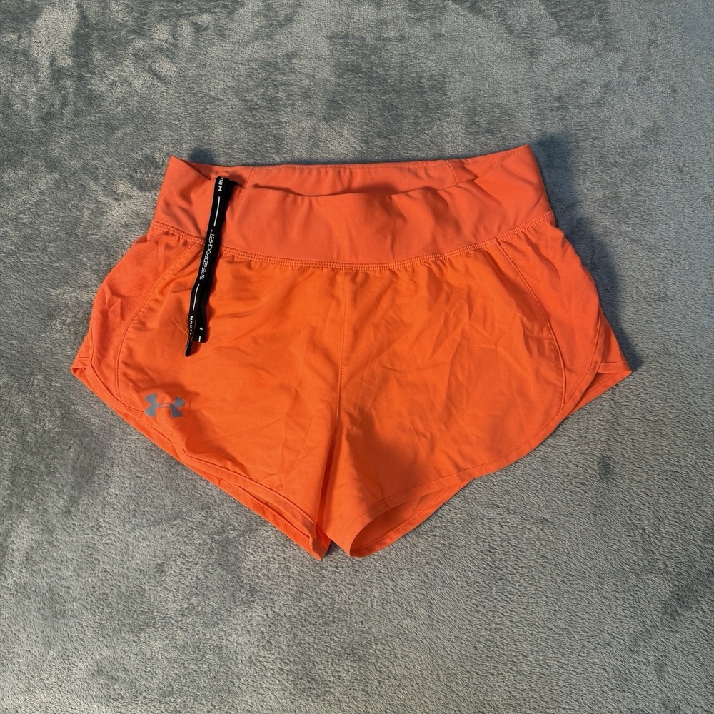 Under Armour Speedpocket Running Shorts Womens Small Orange Athletic Gym